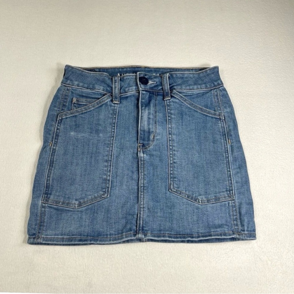 American Eagle Next Level Stretch Denim Skirt Women's 2 Blue Jeans